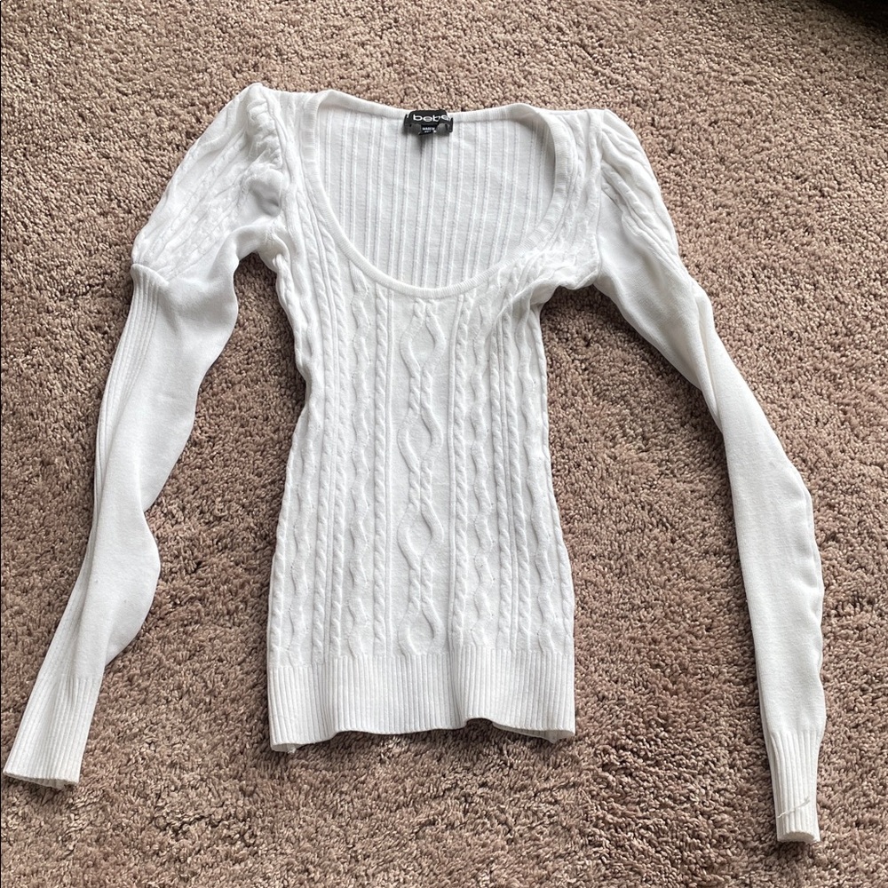 Bebe white Cable Knit Sweater
